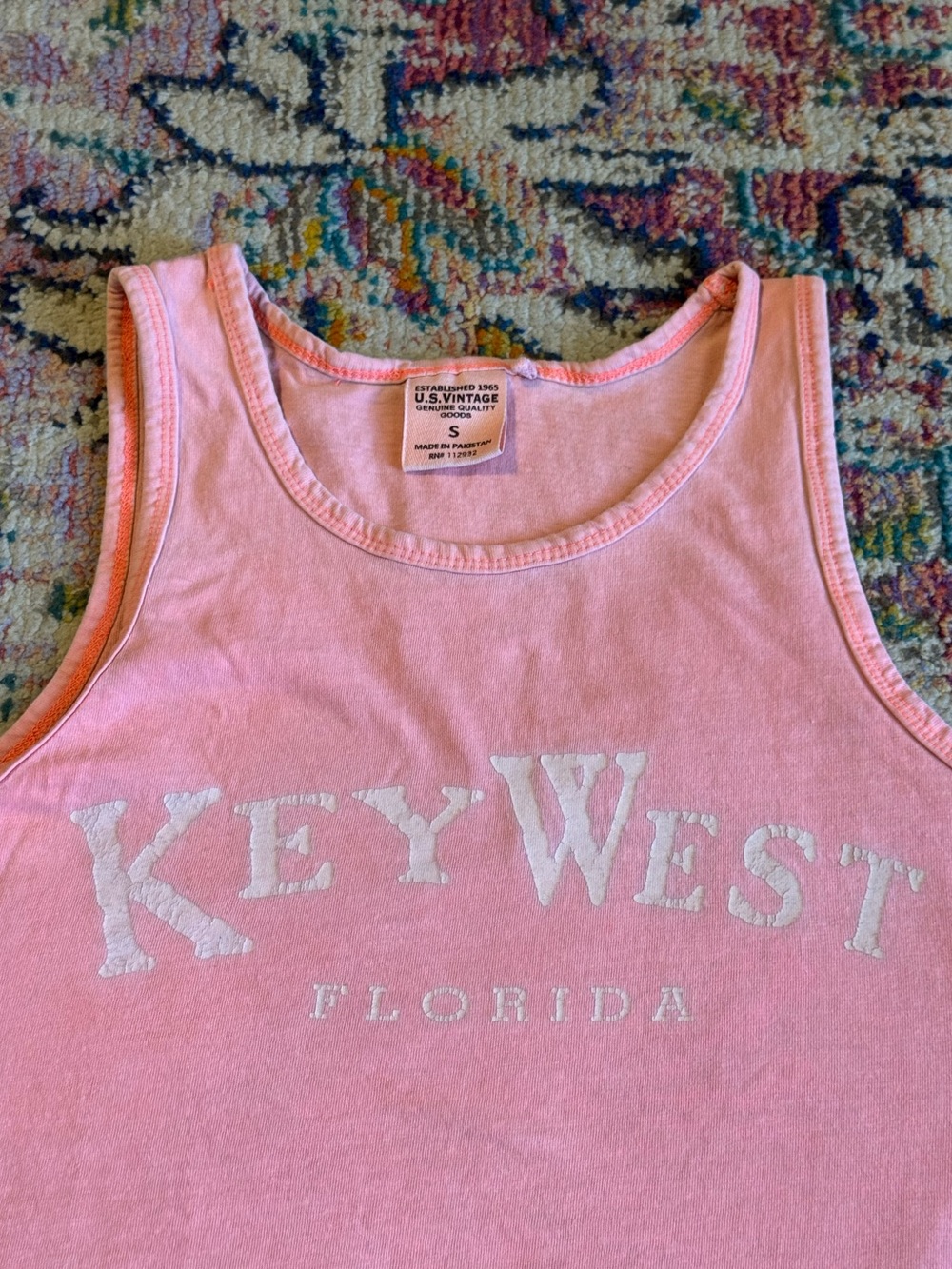 U.S. VINTAGE “Key West” Pink Scoop Neck Tank